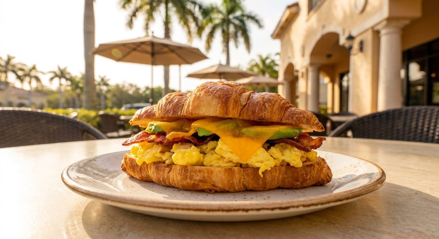 Best breakfast sandwich in Boca Raton with fresh bagels, eggs, and bacon