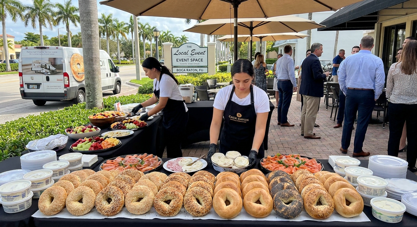 Fresh bagels ready for a last-minute event in Boca Raton