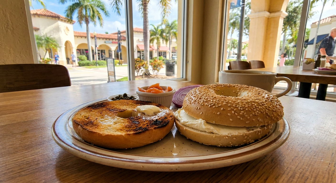 Bagels being toasted and served fresh in Boca Raton bakery
