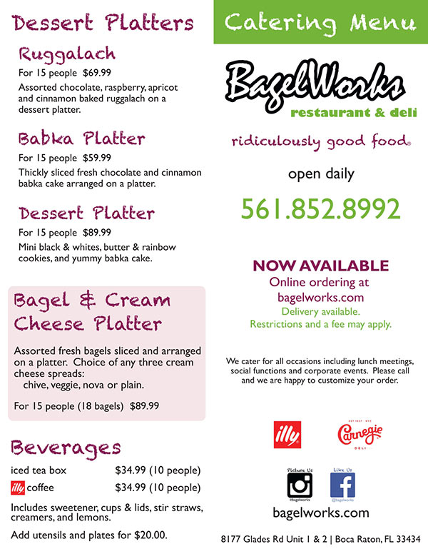 Catering Menu Bagelworks