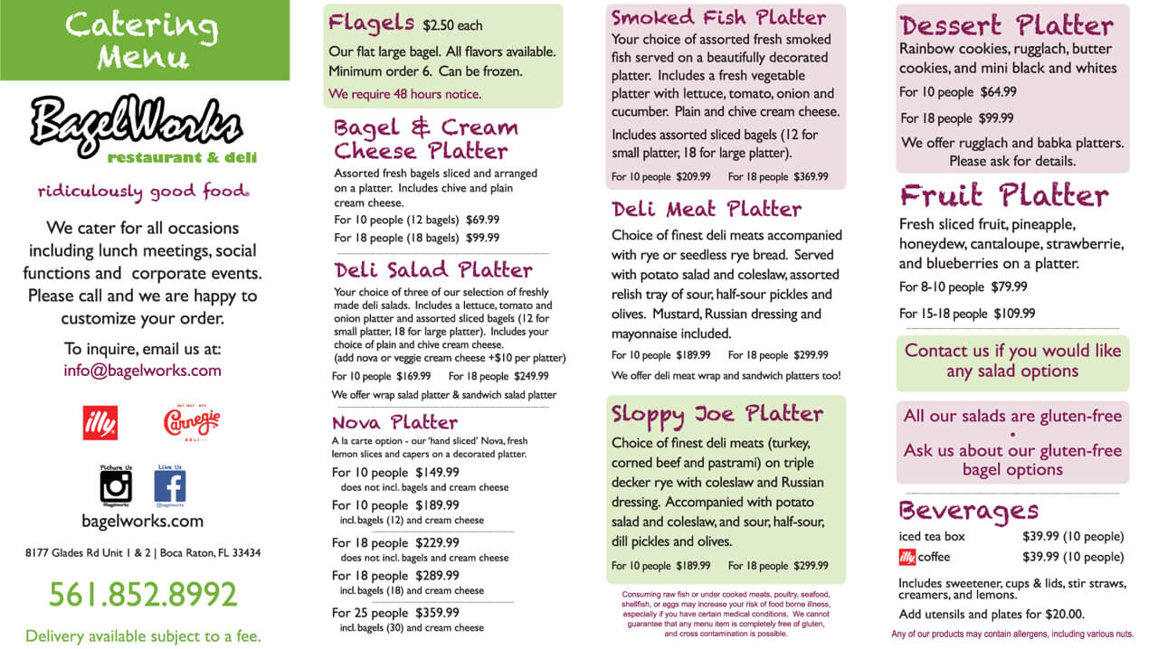 bagelworks catering menu