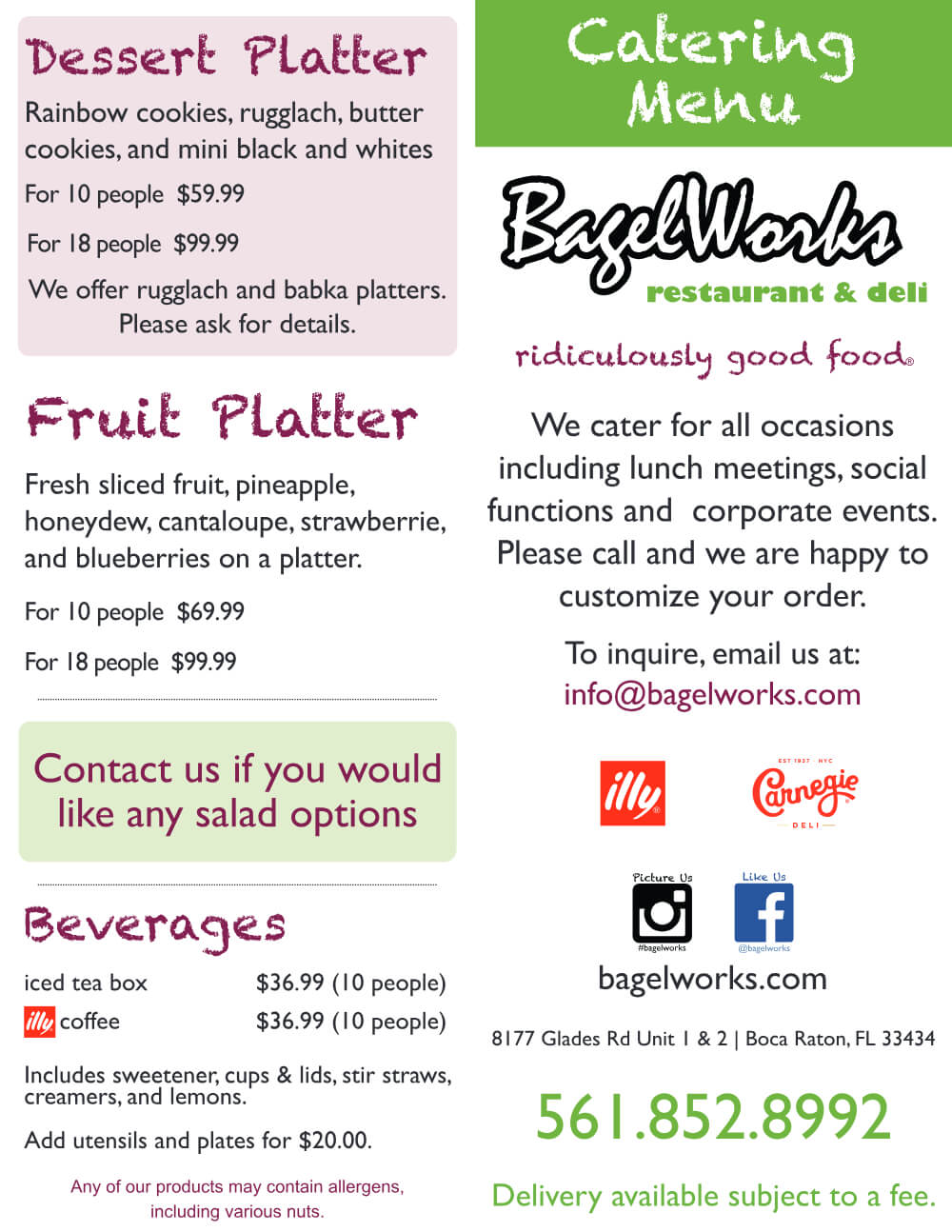 bagelworks catering menu