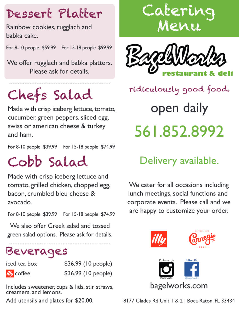 Bagel Catering in Boca Raton Breakfast & Lunch Catering Menu